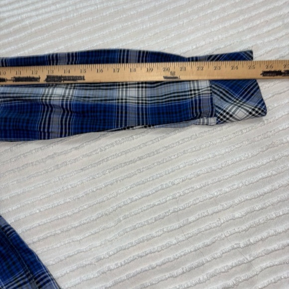 Cowboy Legend Mens Sz‎ XL Country Western Shirt Pearl Snap Navy/White Plaid - Picture 10 of 10